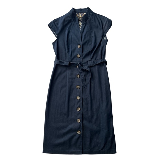 connected apparel Dresses & Skirts - Connected Navy Button-Down Lightweight Dress - 6